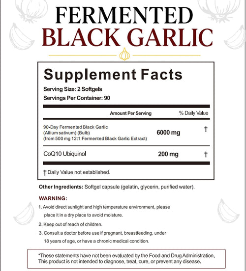 Cofulta™ Fermented Black Garlic Extract + CoQ10 Ubiquinol - 6000mg Odorless Softgels