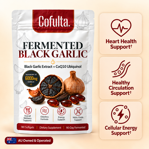 Cofulta™ Fermented Black Garlic Extract + CoQ10 Ubiquinol - 6000mg Odorless Softgels