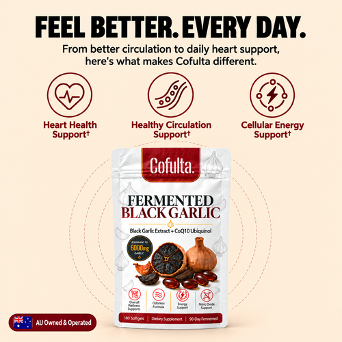 Cofulta™ Fermented Black Garlic Extract + CoQ10 Ubiquinol - 6000mg Odorless Softgels